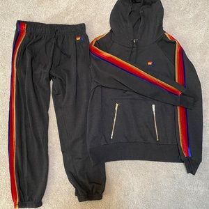 Classic pullover hoodie & men’s sweatpants medium velvet stripes aviator nation